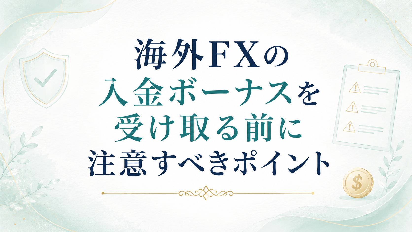 海外FXの入金ボーナスを受け取る前に注意すべきポイント